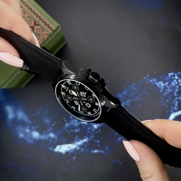 Awarder Embroidery Black-Army Green Black Battery 10ATM - 1202-0011-29