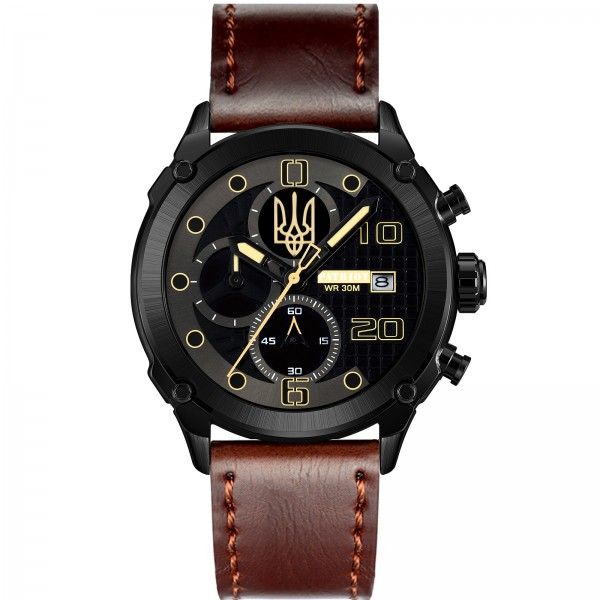 Patriot 016BKBR Тризуб золото Чорні Кор. ремінець + Коробка - 1201-0300-30