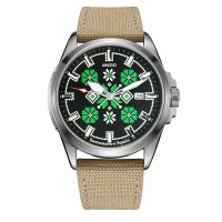 Awarder Embroidery Silver-Green Khaki Automatic 10ATM