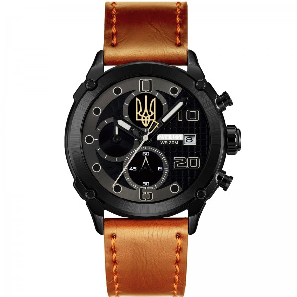 Patriot 016BKY Тризуб золото Чорні Св. Кор. ремінець + Коробка - 1201-0301-30