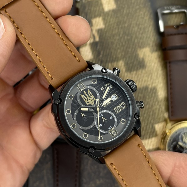 Patriot 016BKY Тризуб золото Чорні Св. Кор. ремінець + Коробка - 1201-0301-30