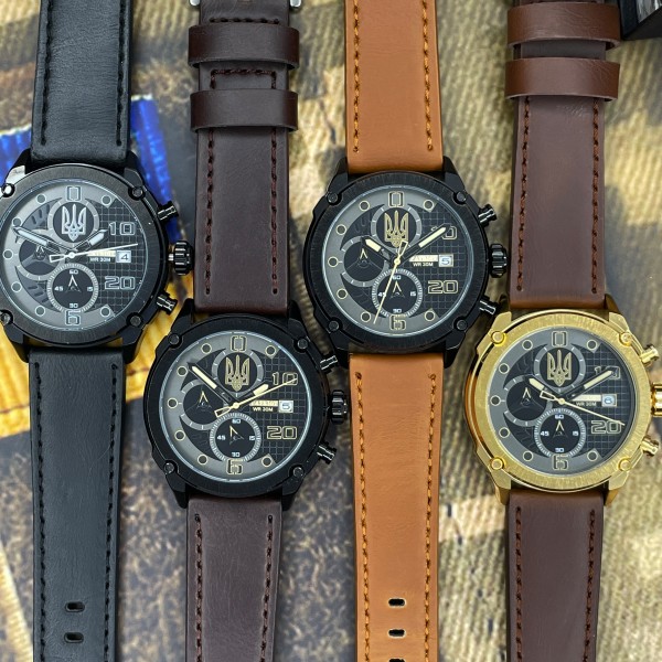 Patriot 016BKY Тризуб золото Чорні Св. Кор. ремінець + Коробка - 1201-0301-30