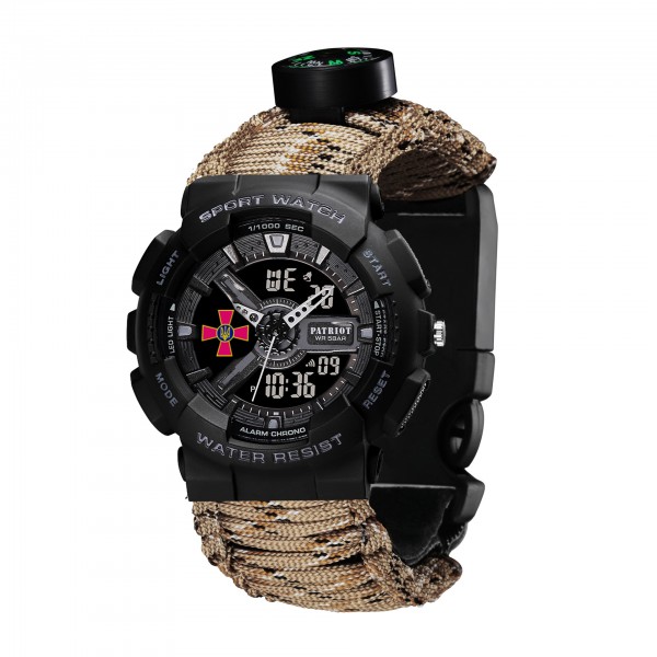 Patriot 005BKSU ЗСУ Чорні Паракордовий ремінець Desert Camo + Коробка - 1201-0320-30