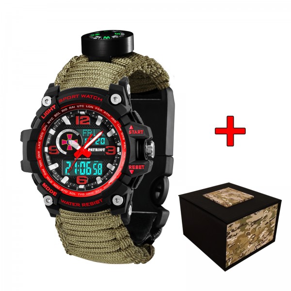 Patriot 012BKRDSU ЗСУ Чорні з червоним Паракордовий ремінець Army Green + Коробка - 1201-0312-30