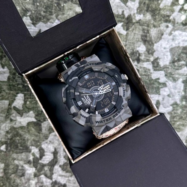 Patriot 005 Тризуб срібло Сірий камуфляж Паракордовий ремінець Desert Camo + Короб - 1201-0400-30 Patriot 005 Тризуб срібло Сірий камуфляж Паракордовий ремінець Desert Camo + Короб - 1201-0400-30