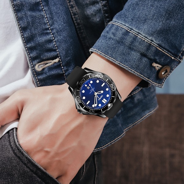 Skmei 9276PBKBU Black-Blue Silicone Strap - 3590583