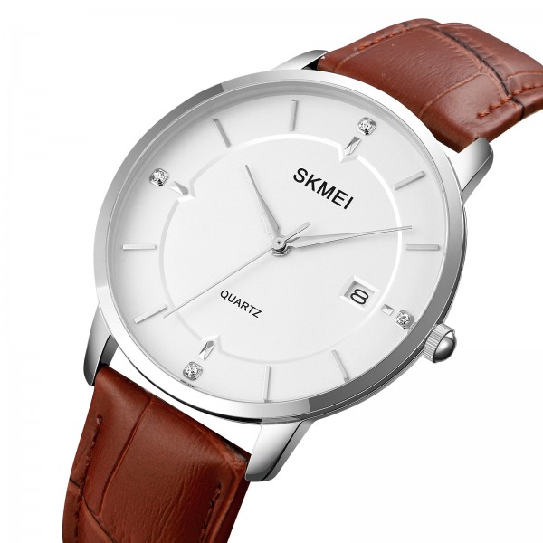 Skmei 1801LSIBN Silver-White Brown Leather - 3590633 Skmei 1801LSIBN Silver-White Brown Leather - 3590633