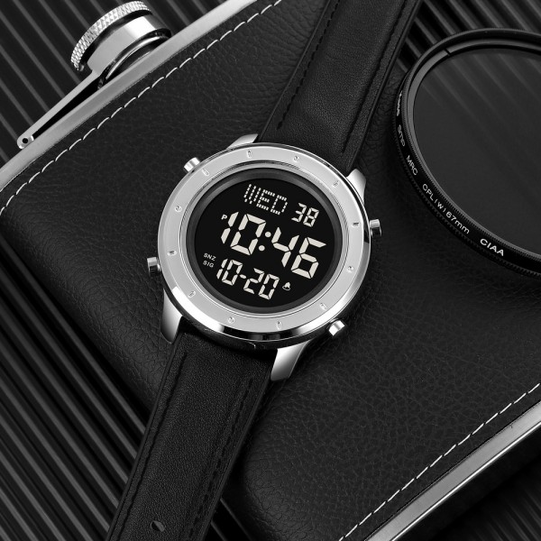 Skmei 1864LSIBK Silver-Black Leather - 3590883