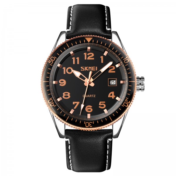 Skmei 9232LRGBK Rose-Gold Black Leather SALE - 3591833