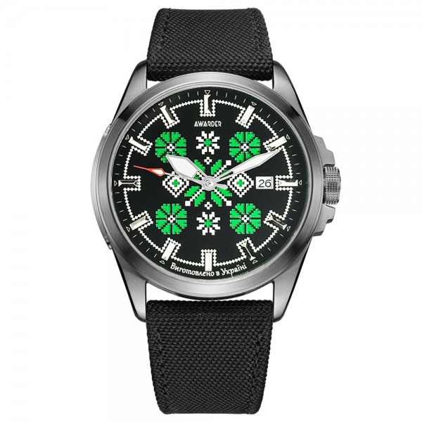 Awarder Embroidery Silver-Green Black Automatic 10ATM - 1202-0004-29