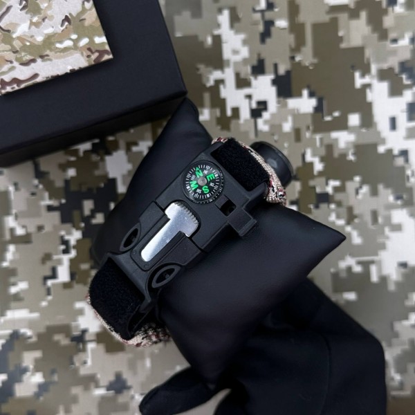 Patriot 005 Тризуб золото Чорний Паракордовий ремінець Desert Camo + Коробка - 1201-0402-30