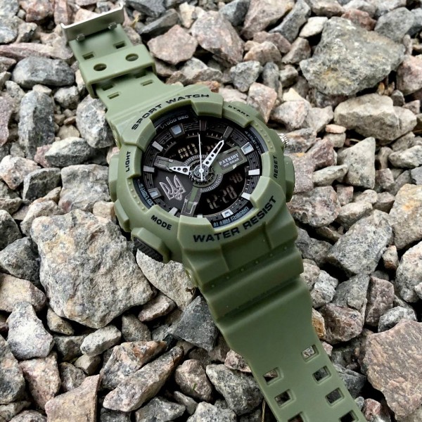 Patriot 005 Тризуб срібло Army Green + Коробка - 1201-0423-30