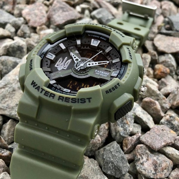 Patriot 005 Тризуб срібло Army Green + Коробка - 1201-0423-30