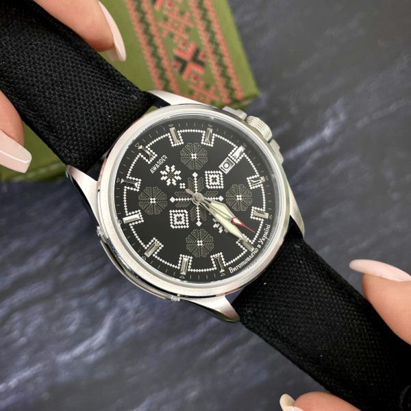 Awarder Embroidery Silver-Army Green Black Automatic 10ATM - 1202-0006-29