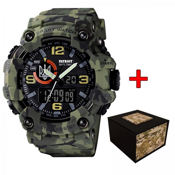 Patriot 002CMGRUASI Тризуб срібло Зелений камуфляж + Коробка. - 1201-0077-30