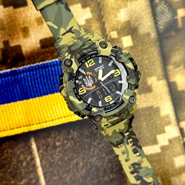 Patriot 002CMGRUASI Тризуб срібло Зелений камуфляж + Коробка. - 1201-0077-30