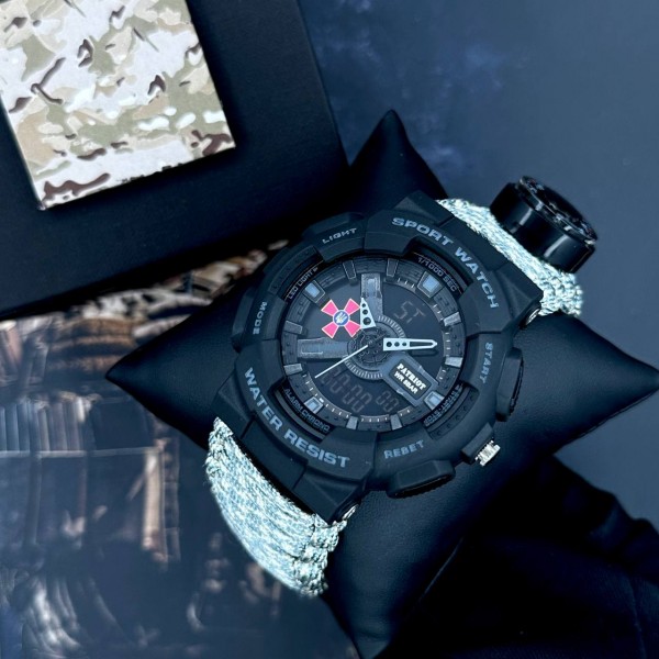 Patriot 005BKSU ЗСУ Чорні Паракордовий ремінець ACU + Коробка - 1201-0321-30 Patriot 005BKSU ЗСУ Чорні Паракордовий ремінець ACU + Коробка - 1201-0321-30