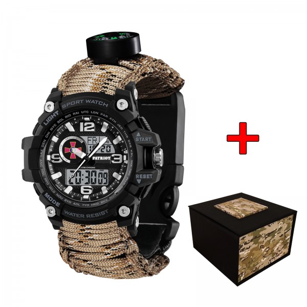 Patriot 012BKSU ЗСУ Чорні Паракордовий ремінець Desert Camo + Коробка - 1201-0314-30