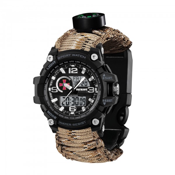 Patriot 012BKSU ЗСУ Чорні Паракордовий ремінець Desert Camo + Коробка - 1201-0314-30 Patriot 012BKSU ЗСУ Чорні Паракордовий ремінець Desert Camo + Коробка - 1201-0314-30