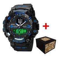 Patriot 001BUUASI Тризуб срібло Чорні з синім + Коробка.