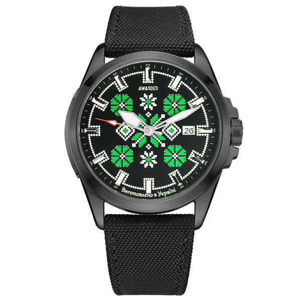 Awarder Embroidery Black-Green Black Automatic 10ATM - 1202-0010-29