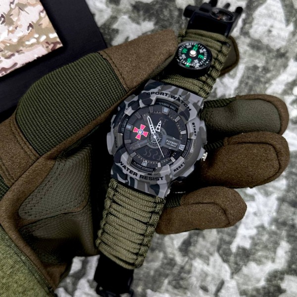 Patriot 005CMGYSU ЗСУ Сірий камуфляж Паракордовий ремінець Army Green + Коробка - 1201-0328-30 Patriot 005CMGYSU ЗСУ Сірий камуфляж Паракордовий ремінець Army Green + Коробка - 1201-0328-30