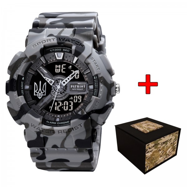 Patriot 005 Тризуб срібло Camo Grey + Коробка. - 1201-0379-30