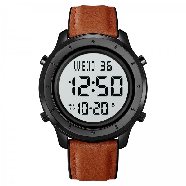 Skmei 1864LBNWT Brown-White Leather - 3590377