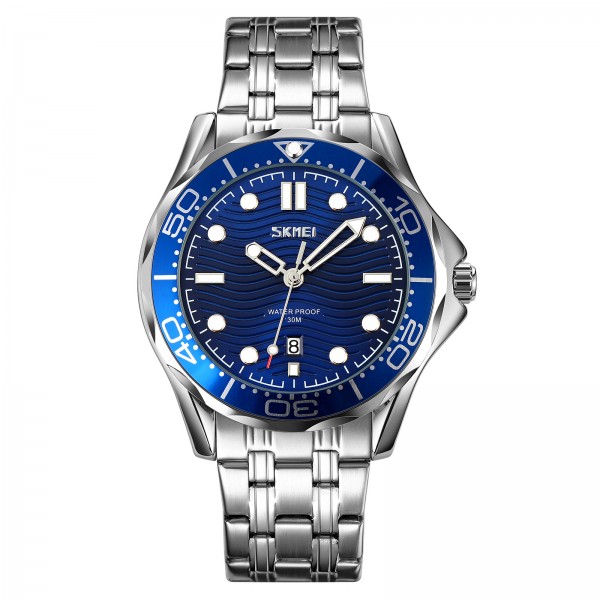 Skmei 9276SSIBU Silver-Blue Steel Strap - 3590608