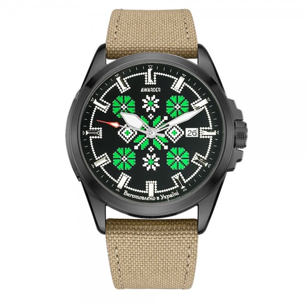 Awarder Embroidery Black-Green Khaki Automatic 10ATM - 1202-0034-29