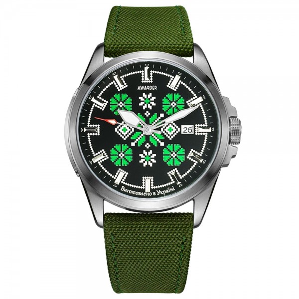 Awarder Embroidery Silver-Green Green Automatic 10ATM - 1202-0016-29