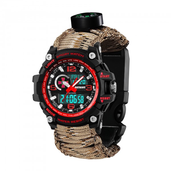 Patriot 012BKRDSU ЗСУ Чорні з червоним Паракордовий ремінець Desert Camo + Коробка - 1201-0308-30