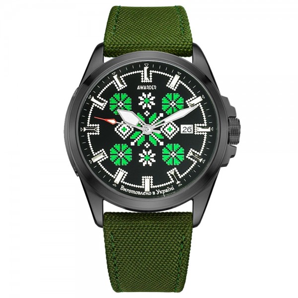 Awarder Embroidery Black-Green Green Automatic 10ATM - 1202-0022-29