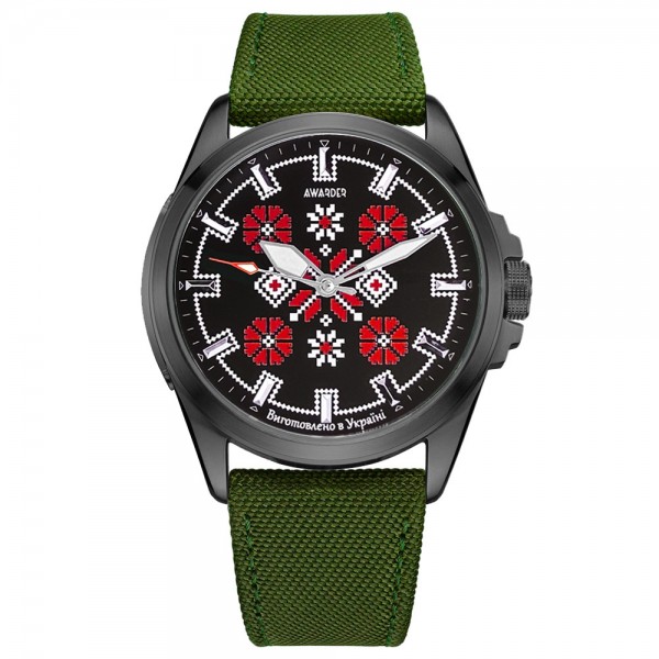 Awarder Embroidery Black-Red Green Battery 10ATM - 1202-0019-29