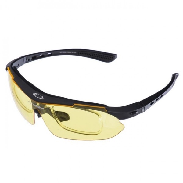 Окуляри тактичні Oakley з 5-ма змінними лінзами з поляризацією та Лого в чохлі Чорні - 2592154
