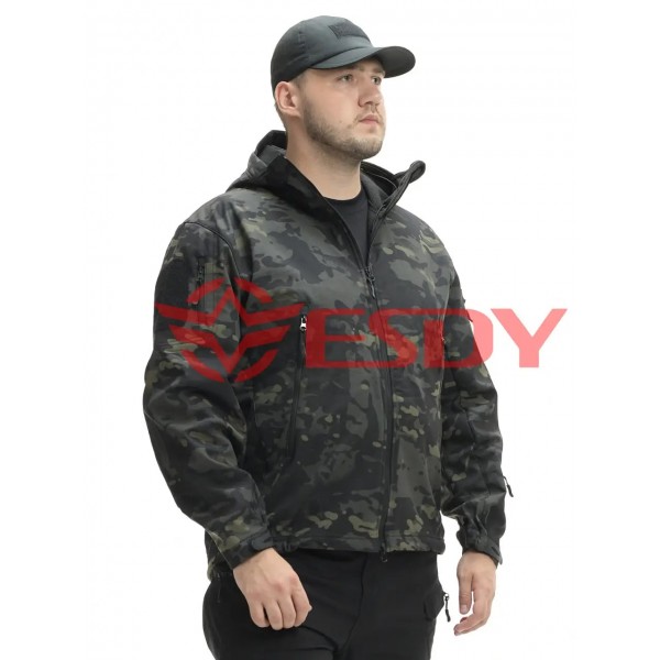 Куртка тактическая Softshell Shark Skin ESDY Черный мультикам - 3377009