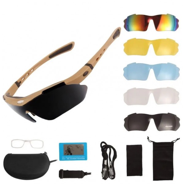 Окуляри тактичні Oakley (5 лінз) з поляризацією Койот - 3576969 Окуляри тактичні Oakley (5 лінз) з поляризацією Койот - 3576969