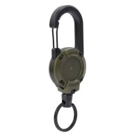 Карабін - ретрактор висувний (брелок) зі сталевим тросом Олива
