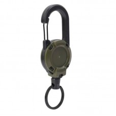 Карабін - ретрактор висувний (брелок) зі сталевим тросом Олива
