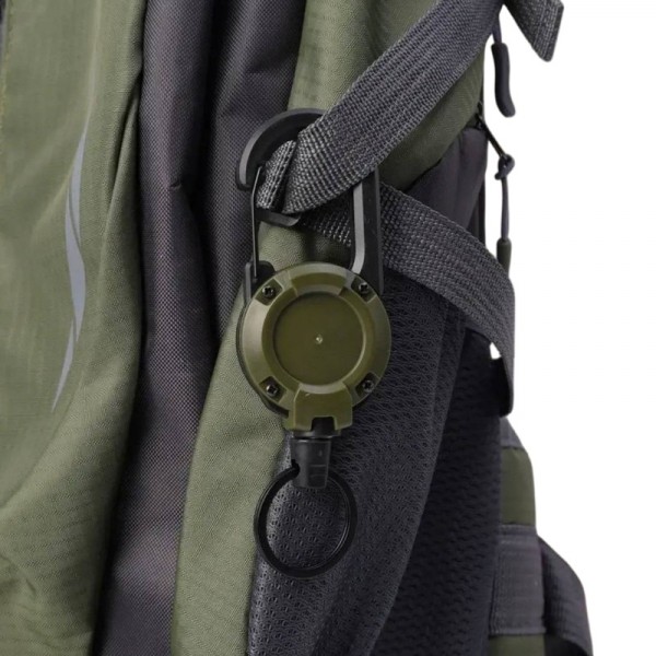 Карабін - ретрактор висувний (брелок) зі сталевим тросом Олива - 3592809