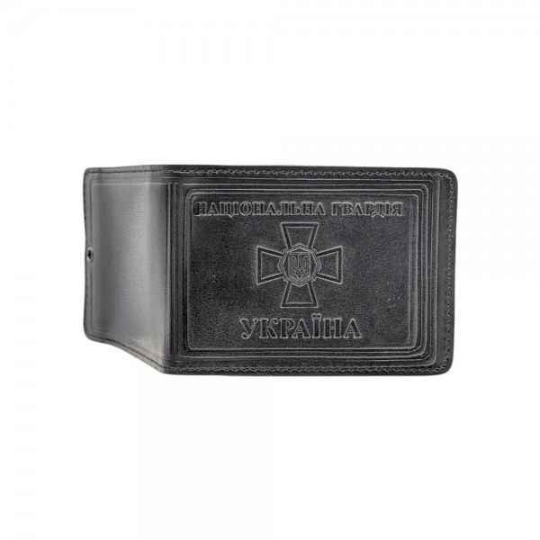 Обкладинка для посвідчення шкіряна Національна Гвардія України Чорна - 3593113