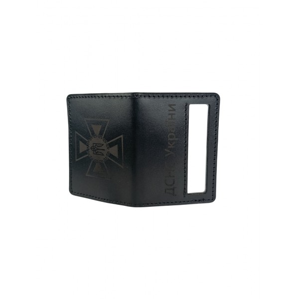 Шкіряна обкладинка ДСНС під пластикове посвідчення Чорна - 3593315