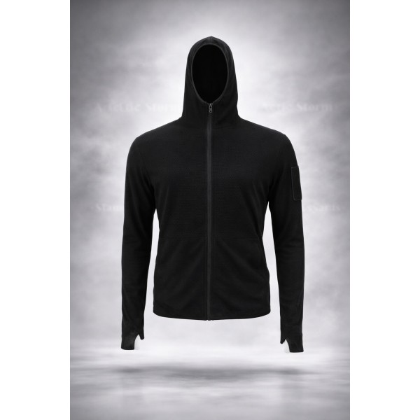Кофта тактическая флисовая с капюшоном Grid Fleece Black Pancer - 3593371