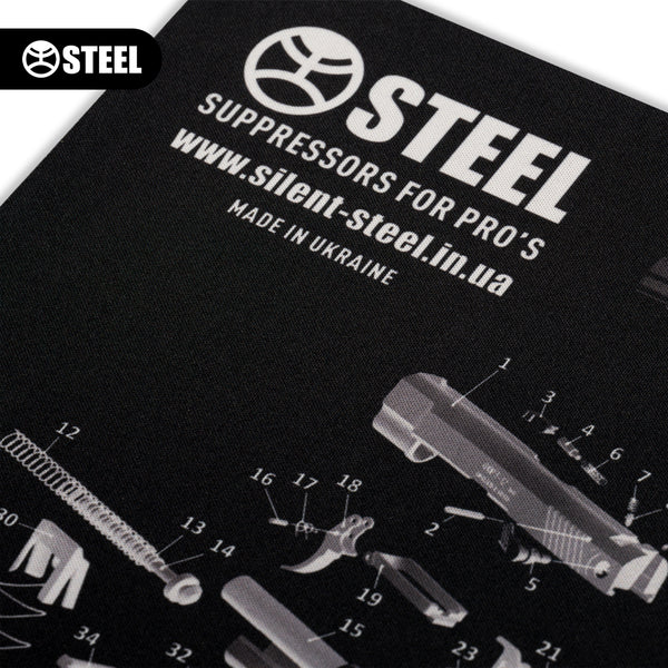 Коврик Steel для чистки оружия со взрыв-схемой пистолета Форт 12 (ч/б) - 3594329