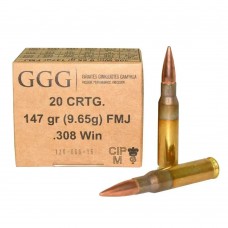 Патрон нарізний GGG k.308Win 147g (9.65г.) FMJ 20шт. / Уп.