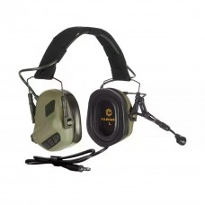 Активные защитные наушники Earmor M32X PLUS (FG) Olive с гарнитурой и креплением на шлем