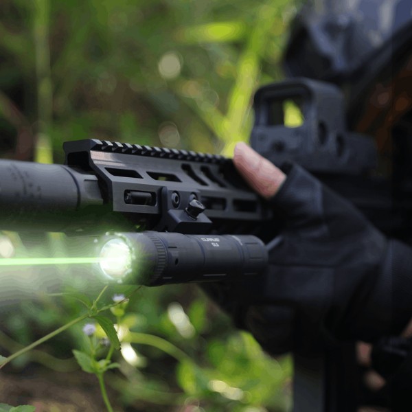 Ліхтар для зброї на рейці із зеленим лазером Klarus GL6 Black - 3597243