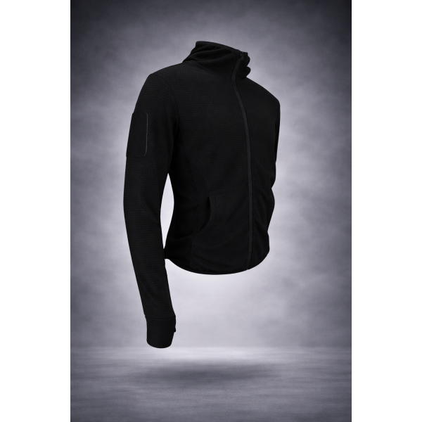 Кофта тактическая флисовая с капюшоном Grid Fleece Black Pancer - 3593371