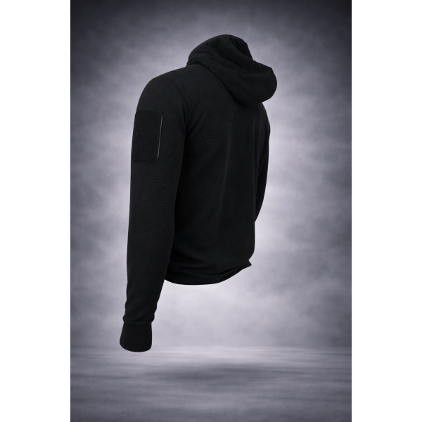 Кофта тактическая флисовая с капюшоном Grid Fleece Black Pancer - 3593371
