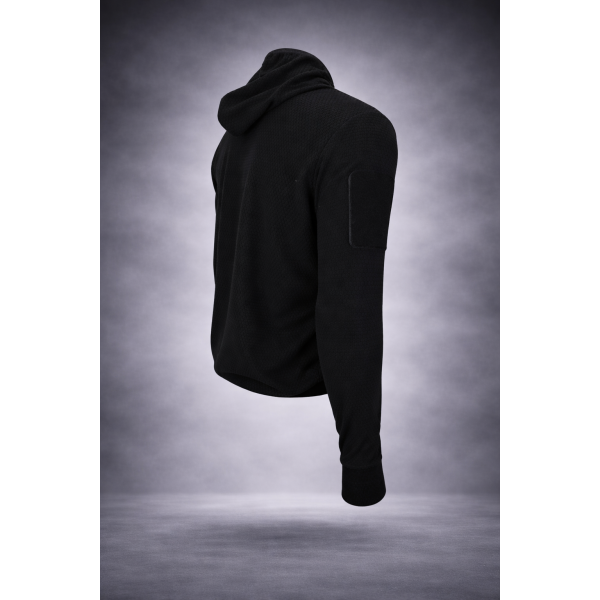 Кофта тактическая флисовая с капюшоном Grid Fleece Black Pancer - 3593371
